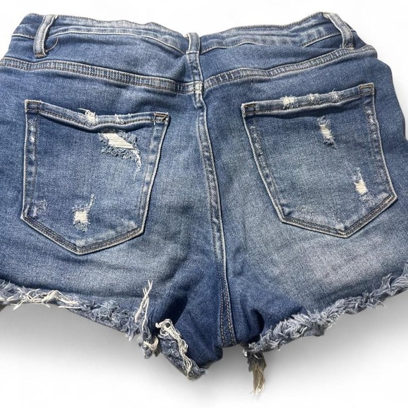 Bridge by Ely Women Blue Distressed Denim Shorts High Rise Cutoff Frayed Hem - Picture 4 of 4